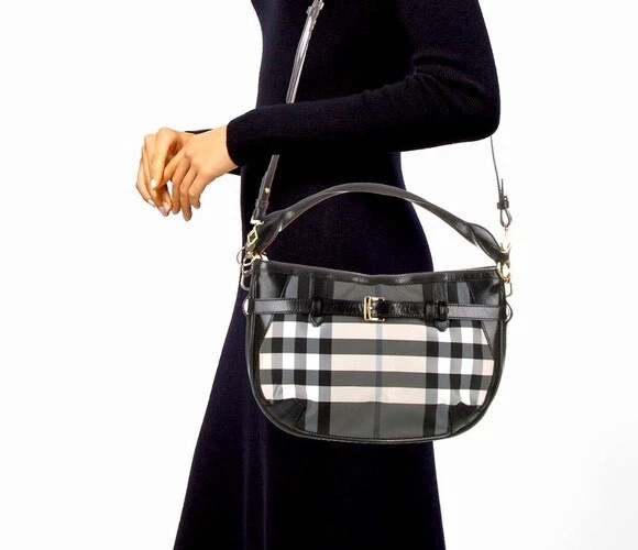 Burberry Nova Check Nylon Hobo Bag