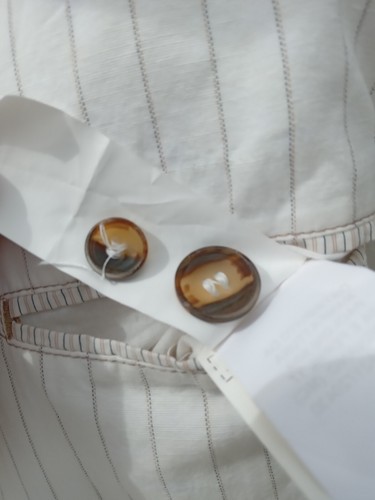 Men's Linen & Cotton Mix Pinstripe Jacket Size 40 UK Peaked Lapel RRP £350 - Picture 16 of 16