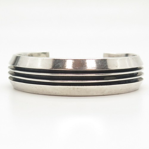 925 Sterling Silver Vintage Tribal Cuff Bracelet 6.5" - Picture 3 of 6