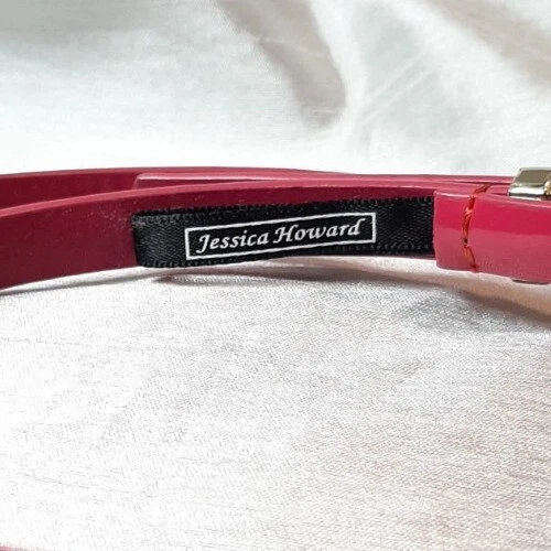 Jessica Howard Talla 8 36"L Cinturón Ajustado Vegano Charol Hebilla Dorada Rosa Brillante Foto 4 de 4