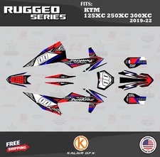 Graphics Kit for KTM  125XC, 250XC, 300XC 2019 2020 2021 2022 Rugged - Red Blue