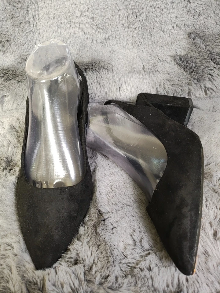 Asos женщин каблуки 7 черная замша поскользнуться на остроконечный носок насос комфорт блок каблук туфли - Изображение 4 из 4