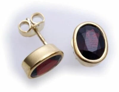 Ohrringe Granat in Gold 333 Granatohrringe Gelbgold Qualität Damen - Bild 1 von 2