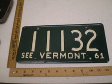1961 61 VERMONT VT LICENSE PLATE 11132