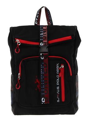 U.S. POLO ASSN. Bozeman Backpack with Flap Rucksack Rucksack Black schwarz rot