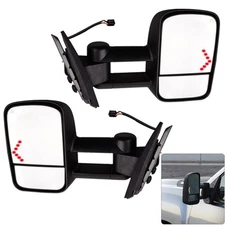 Pair Power LED Signal Towing Mirrors for 07-13 Chevy Silverado 1500/2500/2500HD