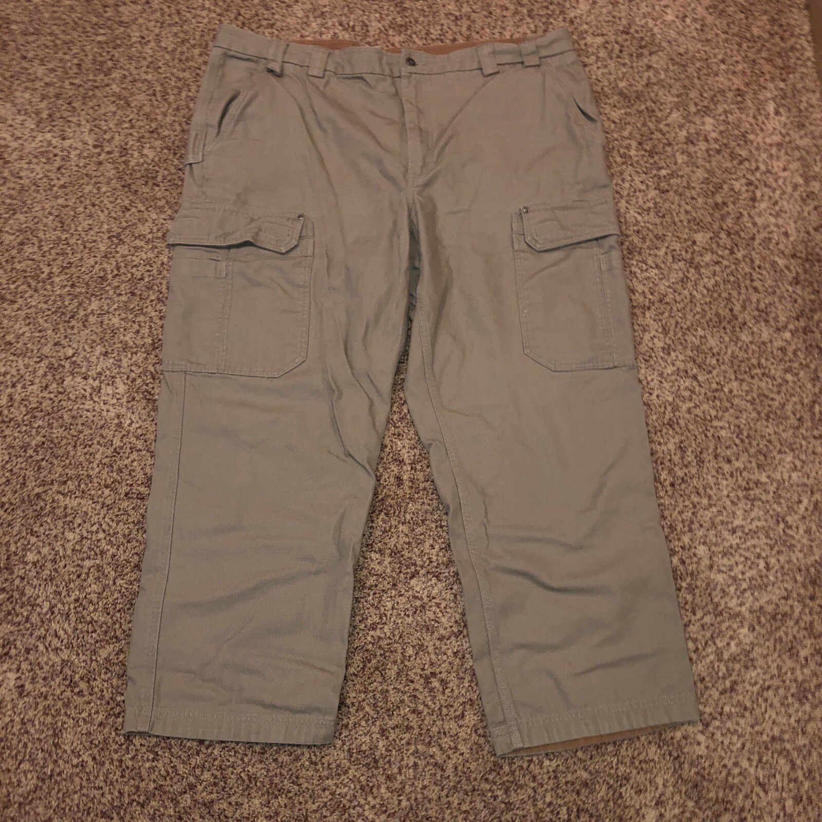 Duluth Trading Co Canvas Pants Tan Cargo Mens TAG 48x32 ACTUAL 46x30