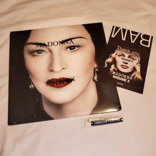 MADONNA  Madame X Vinyl 2 LP Clear SEALED + wristband FREEDOM FIGHTER flyer NYC