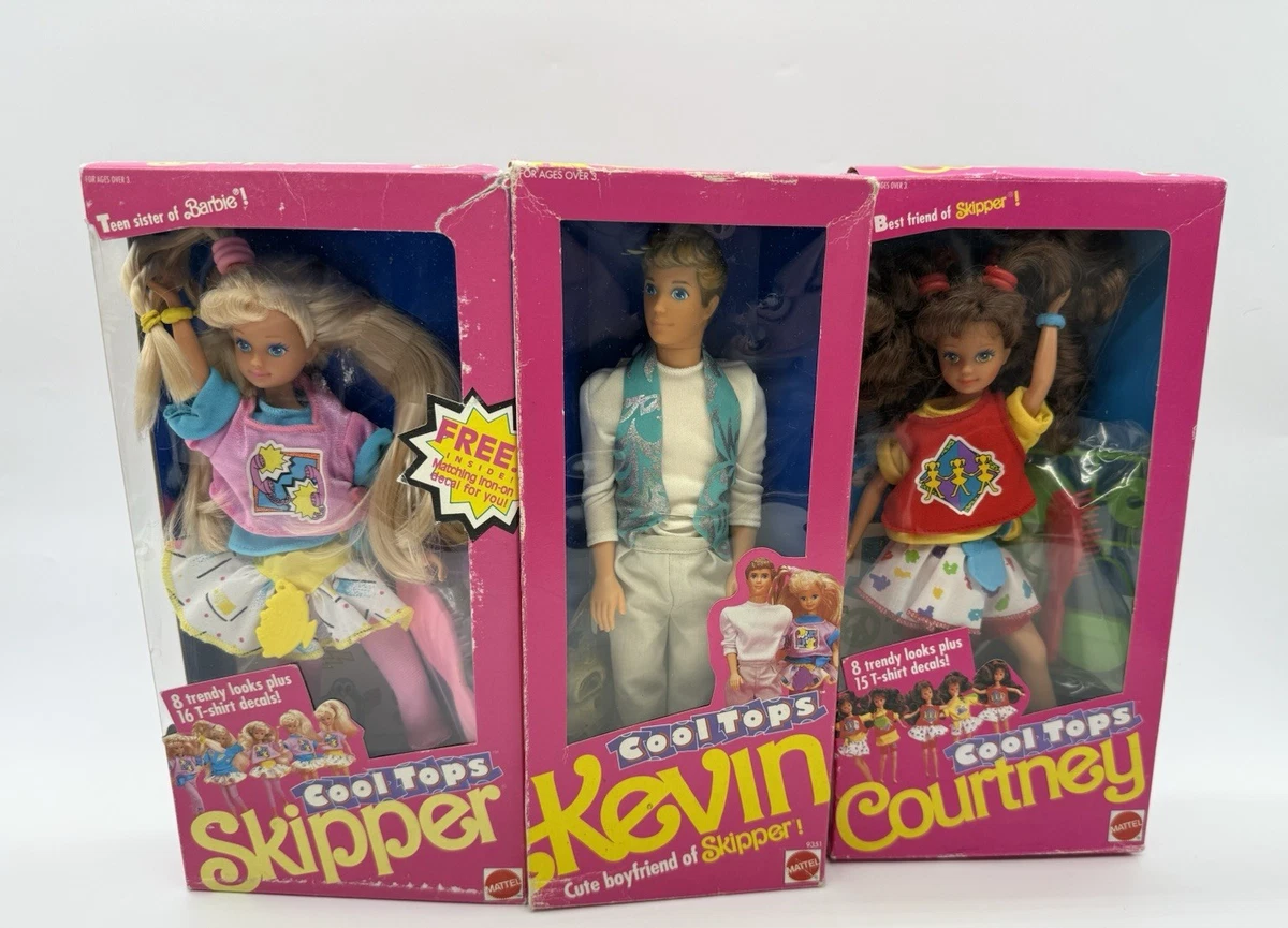 Barbie 1990, Babysitter Skipper + Courtney + Kevin Fabriqué en Malaisie NRFB x • EUR 350,00