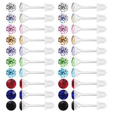 20 Pairs Colorful Earrings Cubic Zirconia Stud Earrings Cartilage Earrings Set