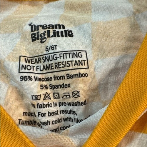Dream Big Little Co two piece long sleeve bamboo pajamas orange and white, 5/6t - Picture 2 of 2