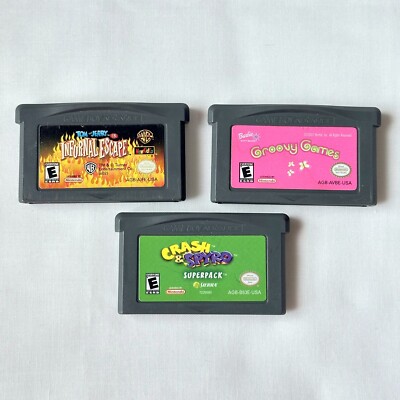 NINTENDO Game Boy Advance GBA 3 Game Lot Crash & Spyro Groovy Games - TESTED