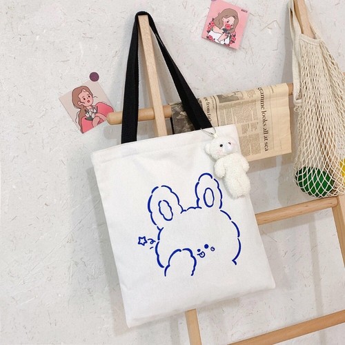 Large Capacity Canvas Bag Cute Print Tote Bags Fashion Shoulder Bag - Picture 5 of 10