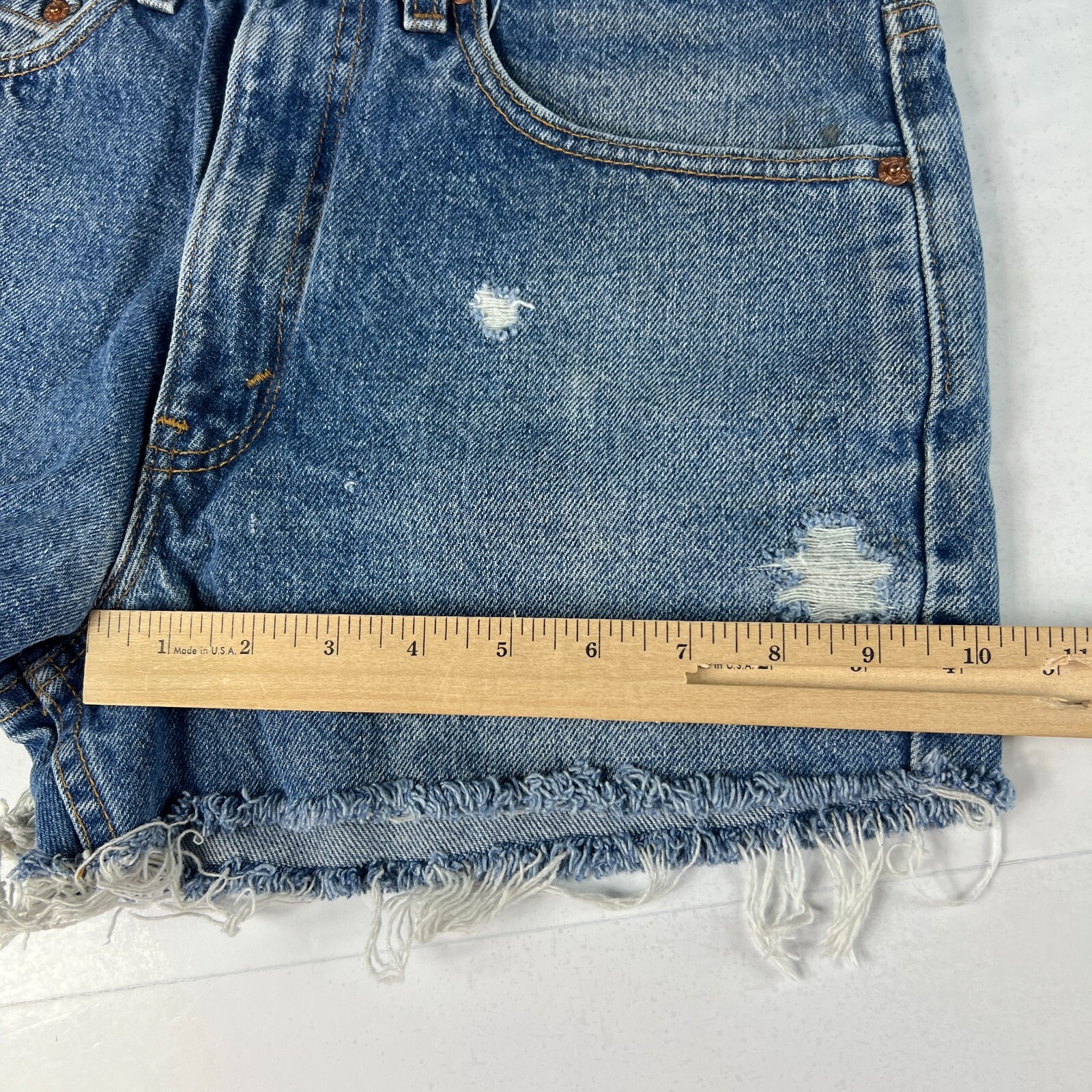 VTG 90s Levi's Jean Shorts Mens 30* 517 Blue Cut Off Thrashed Denim Jorts Tag 32