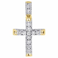 "10K Gelbgold Original Diamant 3D Kreuz Zacken Set AnhäNger 1.90 \" 1.15 Karat"