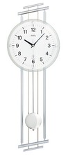 AMS 5316 Wanduhr Funk mit Pendel Pendeluhr Metallgehäuse silberlackiert