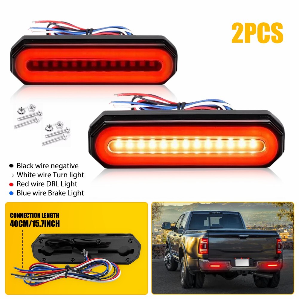 2Pcs Round Red/Amber Submersible LED Trailer Tail Lights Kit, Brake Li - Foto 3