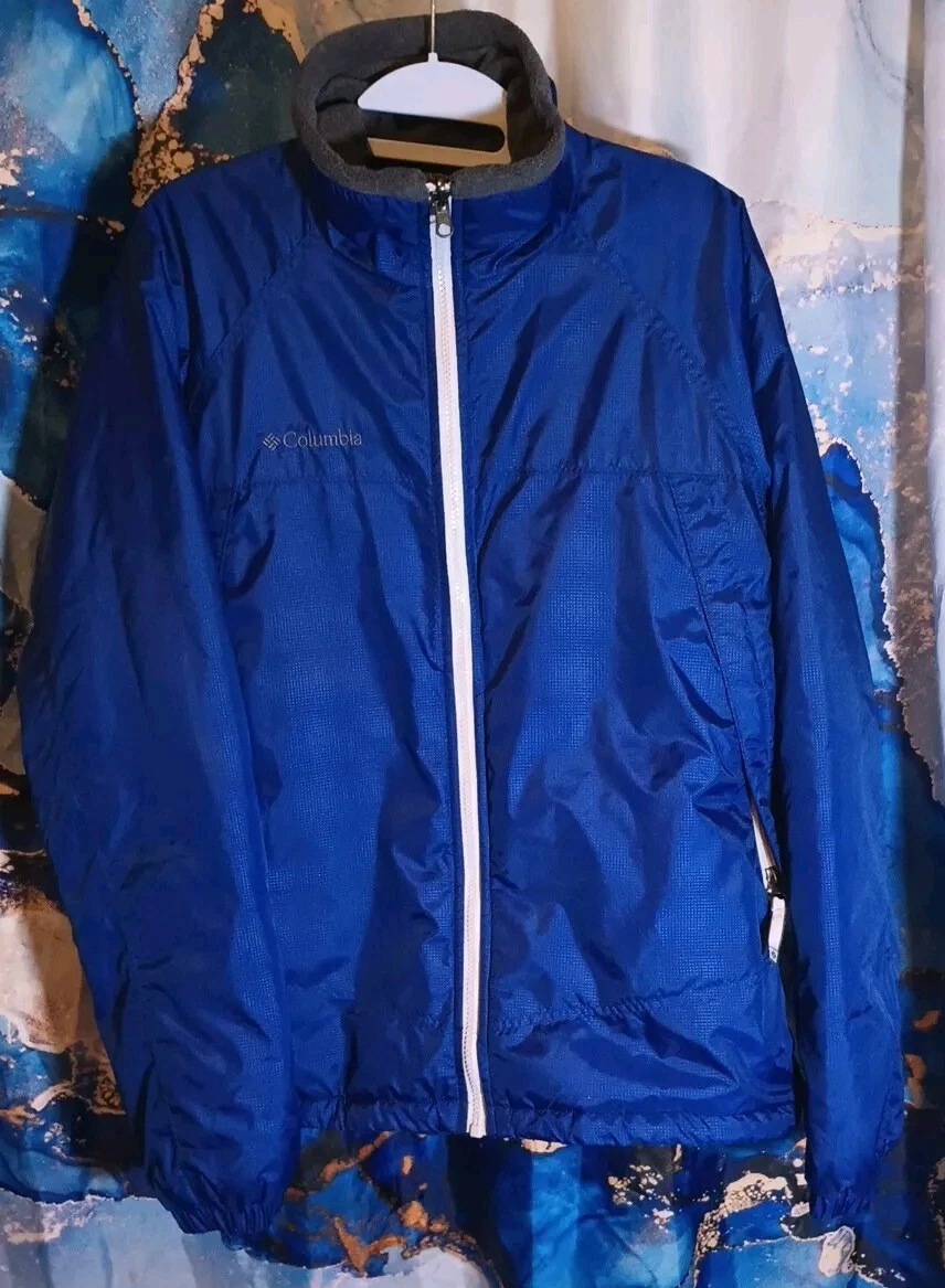 COLUMBIA Interchange Jacket Mens Med Full Zip Softshell Fleece Lined Blue