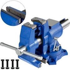 Bench Vise , Double Swivel Vise Head/Body ,Pipe Vise 30Kn Clamping Force