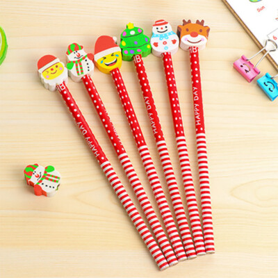 6-100 Stück Bleistifte mit süßen Weihnachten Gummi Radierer Topper Party Geschenk Tütenfüller