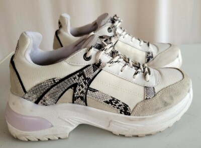 Topshop Womens Athletic Shoes White w/Snake Skin Pattern 38