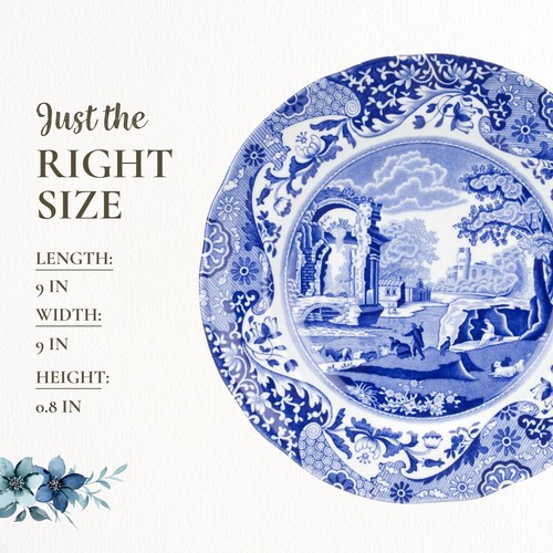 Spode Blue Italian Set of 4 Porcelain Luncheon Plates, 9 inch - Blue/White - Picture 7 of 7
