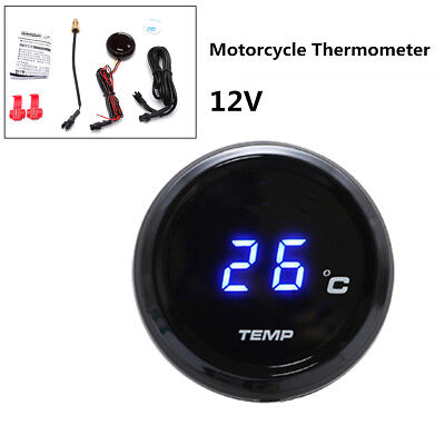 Gorgeri Motorcycle Digital Thermometer Water Temperature Meter Gauge Motorcycle Universal Thermometer with Blue Light 