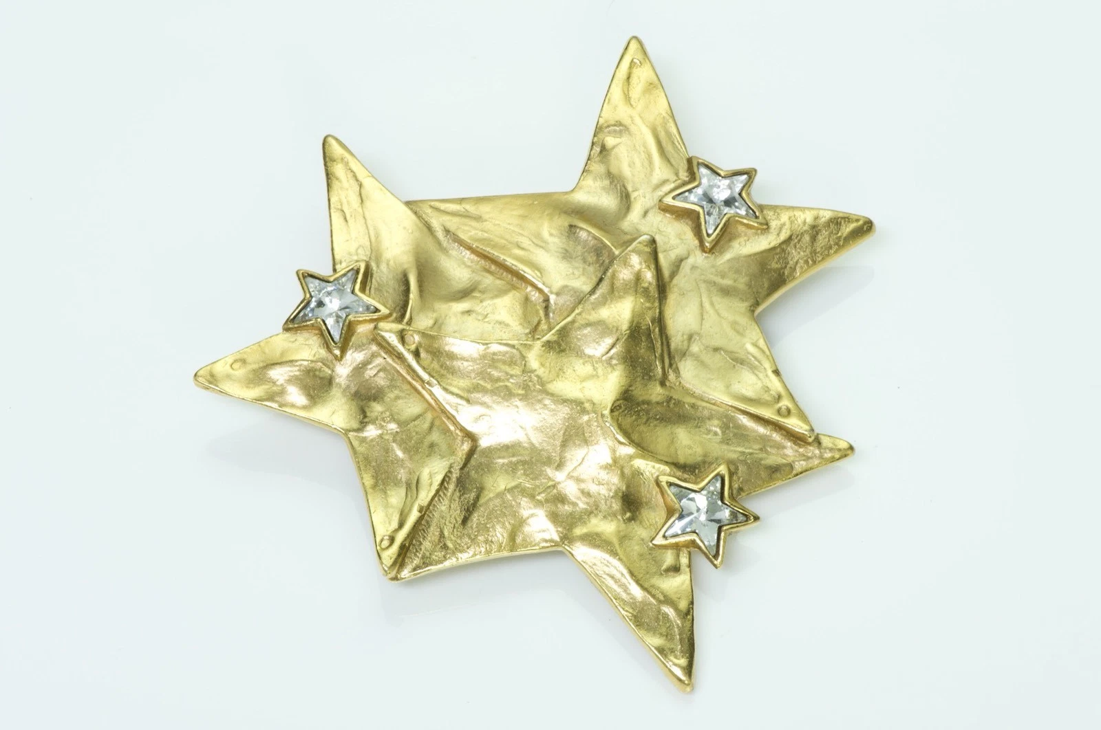 SAINT LAURENT (YSL) Ciondolo Spilla Stella Yves Saint Laurent YSL Rive Sinistra Placcato Oro Cristallo