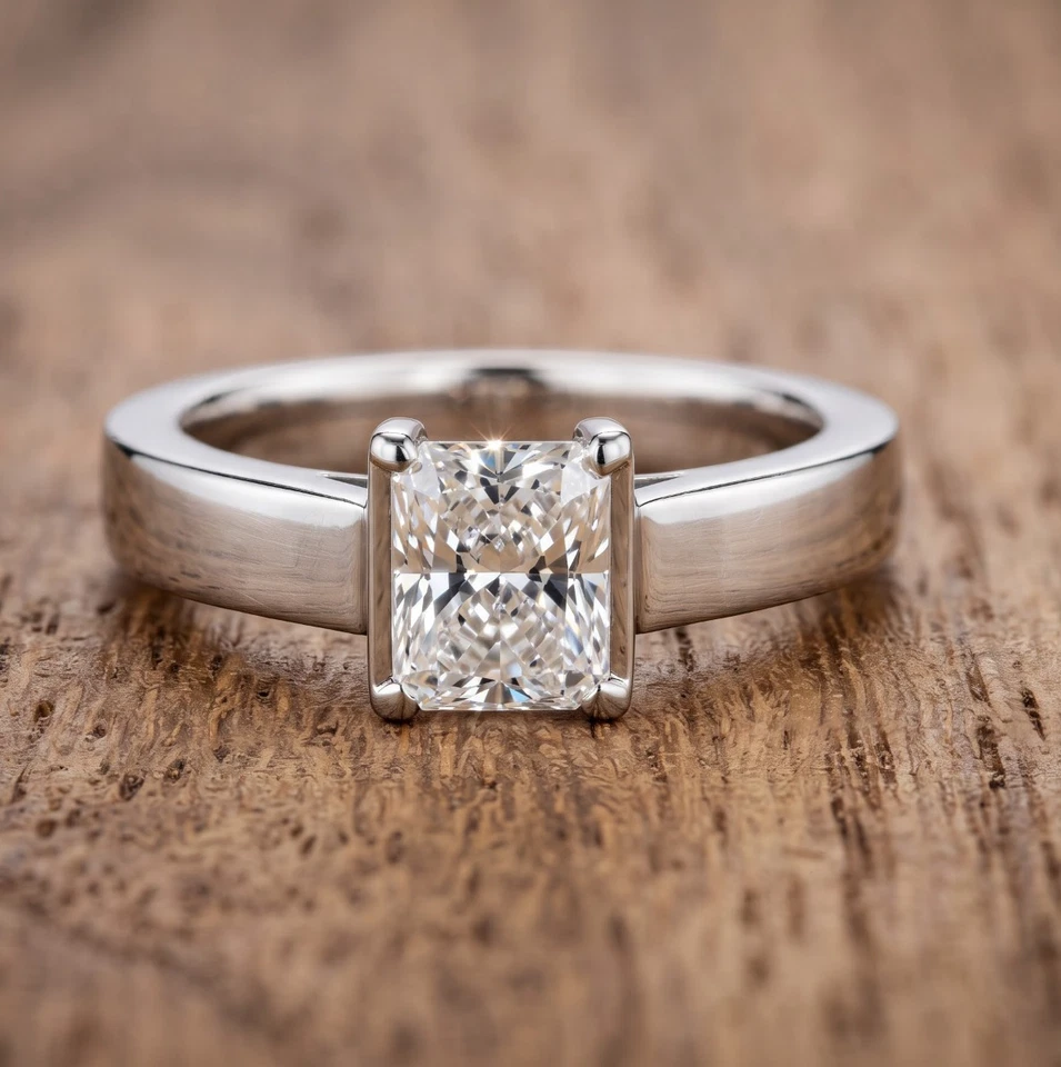 2.00 Ct Radiant Cut Natural Diamond Bridal Gift Ring 18K Solid White Gold2 - Image 1 of 4
