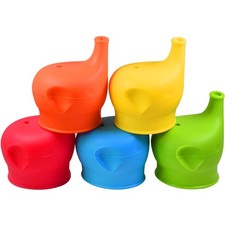 Silicone Sippy Cup Lids, 5 Packs Elephant Spill-Proof Sippy Cup for Babies, T...