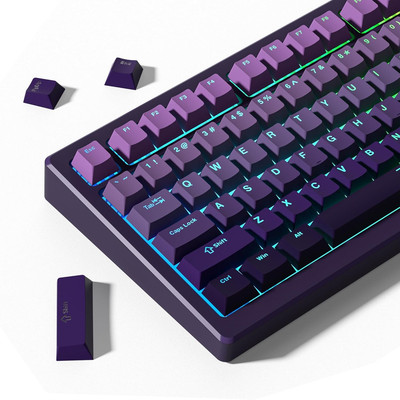 Womier Shine Through PBT Keycaps 60 75 100 Percent Cherry Profile, Purple 