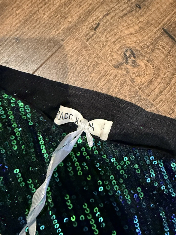 Vestido midi de fiesta Grace Karin asimétrico con lentejuelas al hombro talla L - verde Foto 3 de 4