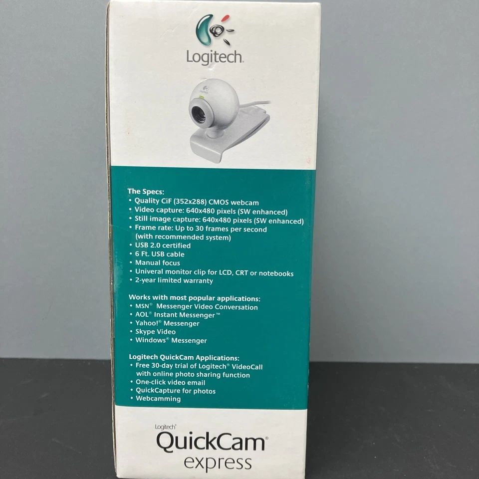 Logitech QuickCam Express USB Webcam Sealed New in Box Vintage Tech PC Retro - Image 4 of 4