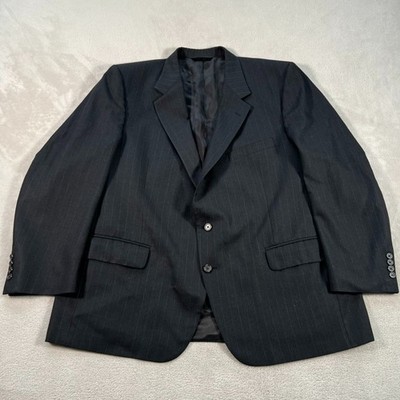 Vintage Burberrys Two Button Suit Blazer Jacket Mens Size XL Wool Pinstriped USA