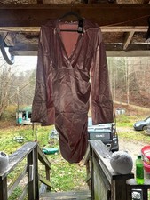 FASHION NOVA with Love Satin Midi Dress Size Large Pink