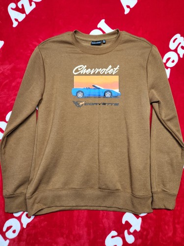 Chevrolet Corvette Sweatshirt Men M Brown Graphic 1998 Corvette Crewneck