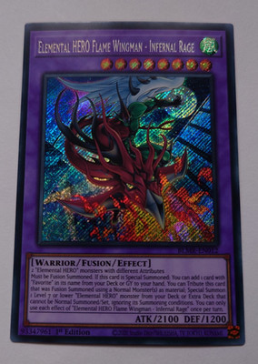 ELEMENTARHELD FLAMMENFLÜGELMANN INFERNAL RAGE BLMR-DE012 SECRET YUGIOH *NEU & MINT*