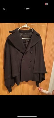 BCBG Maxazaria double breasted wool Black Cape/coat Size Xs