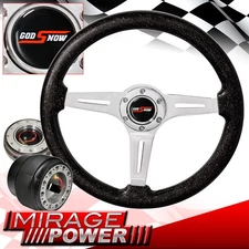 Gunmetal Quick Release + Metallic Black Steering Wheel + Hub For 86-89 Integra