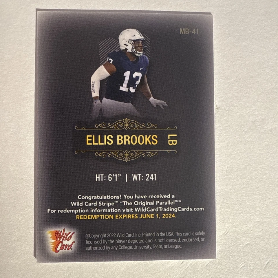 2022 Wild Card Matte Ellis Brooks Red /100 - Image 3 of 3