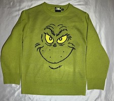 The Grinch Dr Seuss Holiday Christmas Green Sweater Kids Boys Small