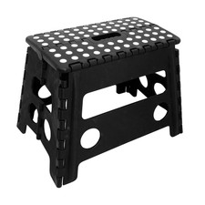 Extra Wide Folding Step Stool Black 12.7 Inch with Non-Slip Surfac