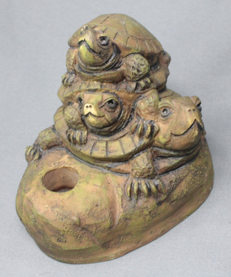 The Stone Bunny Telle M. Stein Turtle Stack Resin Figurine Candle Holder 2001