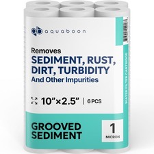 Grooved Sediment Water Filter 1 Micron 10" x 2.5" size 6 PACK by Aquaboon