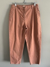 EILEEN FISHER ORGANIC COTTON HEMP CROPPED ANKLE PANTS - RUST - EUC - 4