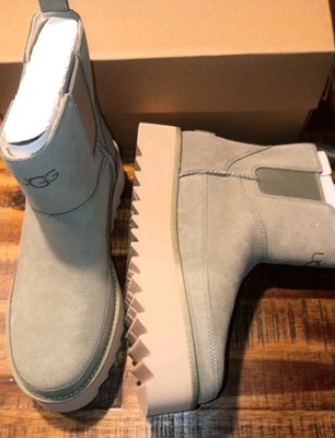 Womens UGGs Chelsea Platform Mini Suede Sheepskin Boots Sz 8  Shaded Clover Nwb