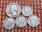 1943-S Quarter 1945-D Dime 4 Dimes Pre 1964 90% Silver