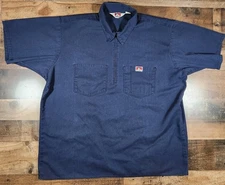Vintage Ben Davis Shirt Men's 2XL Blue Quarter Half Zip USA Made 90s Cholo OG