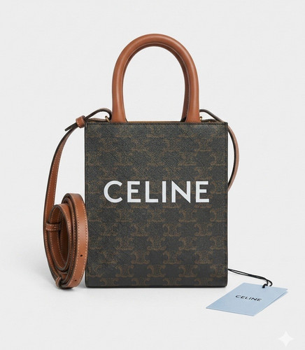 CELINE Triomphe Mini Top Handle Bag Brown Gold Hardware w/ Adjustable Strap