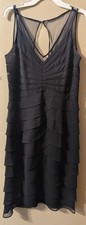 Scarlett Tiered Little Black Sleeveless Sheer Evening Cocktail Dress Size 6 EUC